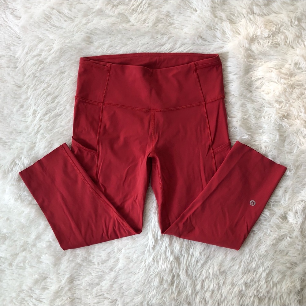 LULULEMON • Red Crop Leggings with White Dots size 8